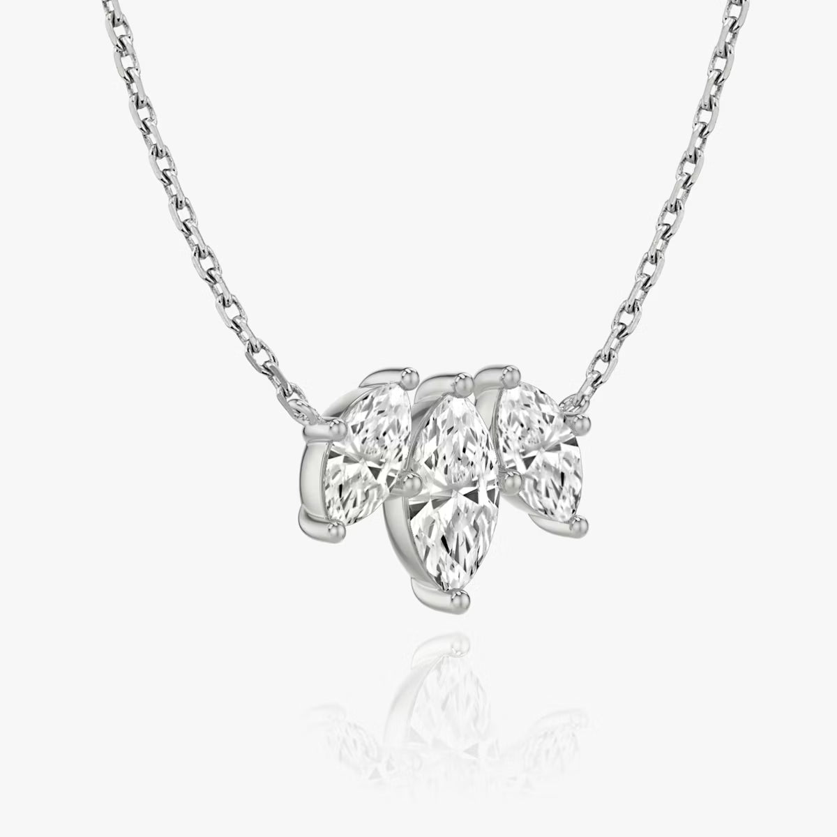 5 Carat Markiz Üçtaş Tasarım Pırlanta Kolye White açılı görünüm
