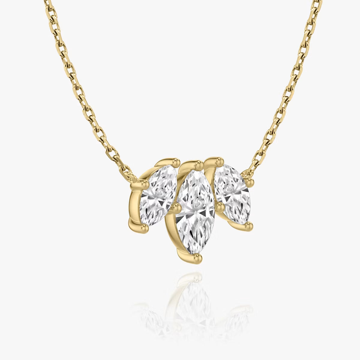 5 Carat Markiz Üçtaş Tasarım Pırlanta Kolye Gold açılı görünüm