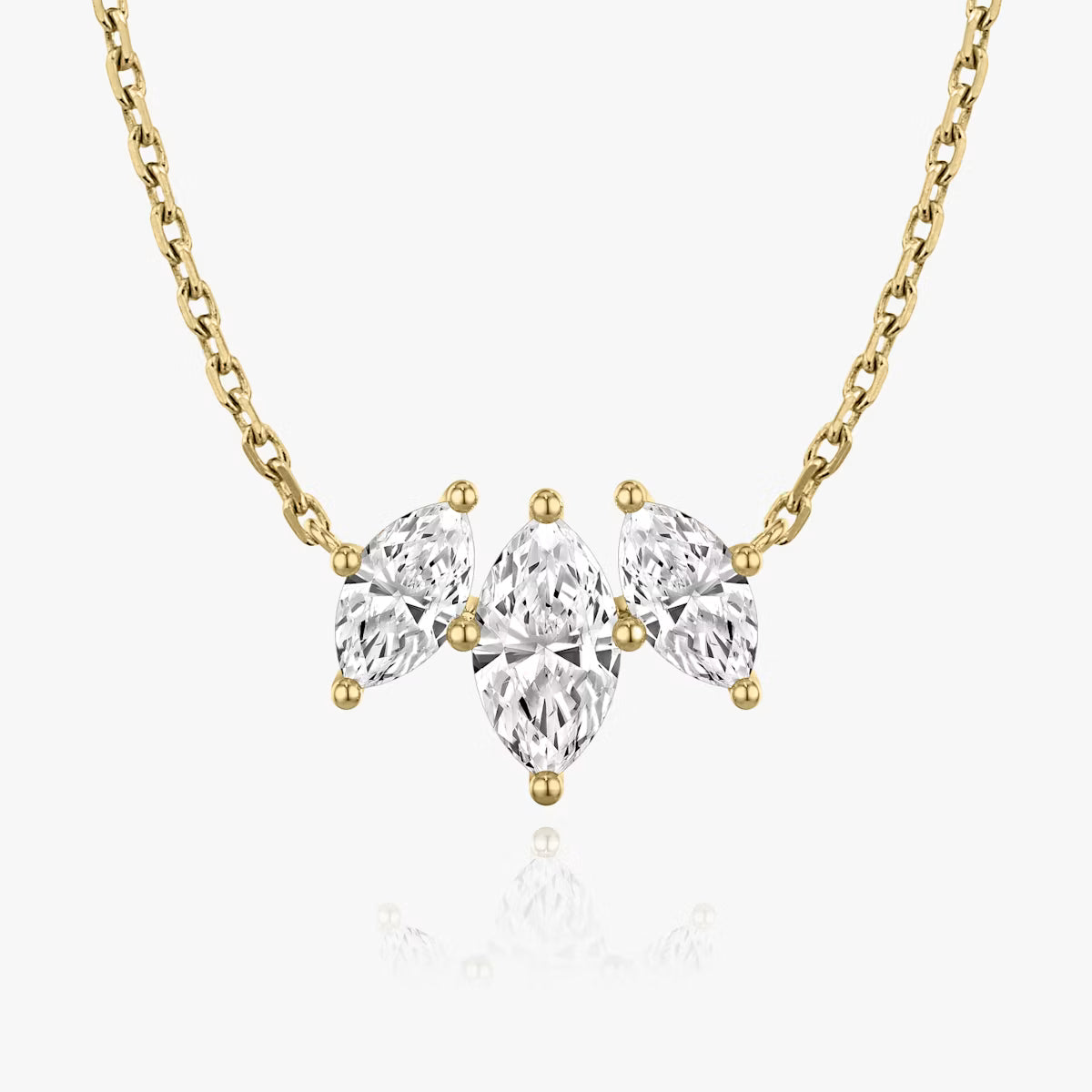 5 Carat Markiz Üçtaş Tasarım Pırlanta Kolye Gold önden görünüm