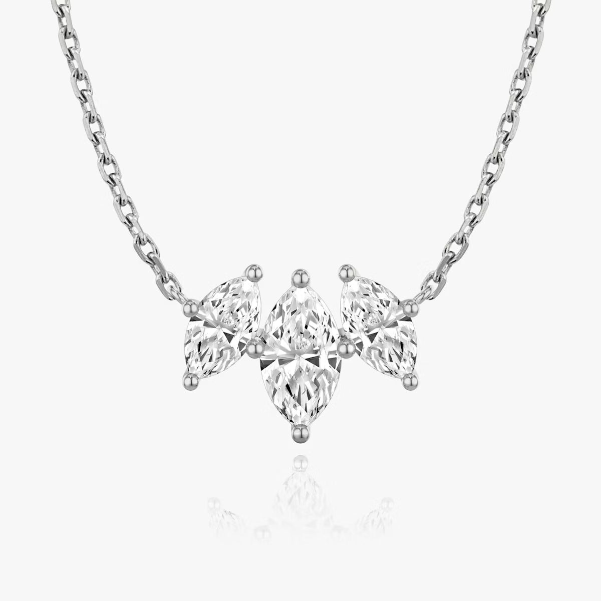5 Carat Markiz Üçtaş Tasarım Pırlanta Kolye White önden görünüm