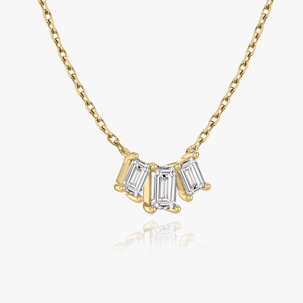 5 Carat Emerald Üçtaş Tasarım Pırlanta Kolye Gold açılı görünüm