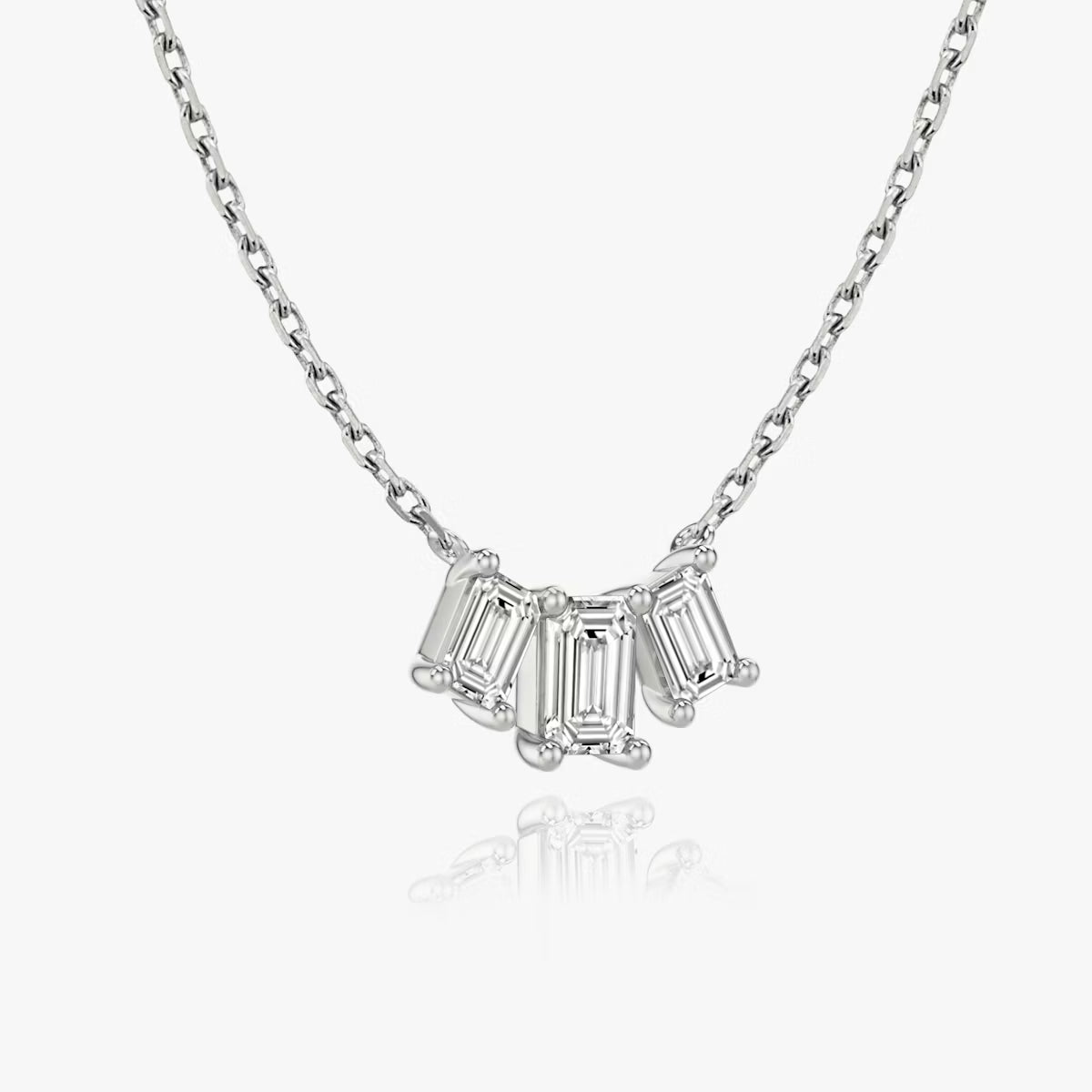 5 Carat Emerald Üçtaş Tasarım Pırlanta Kolye White açılı görünüm