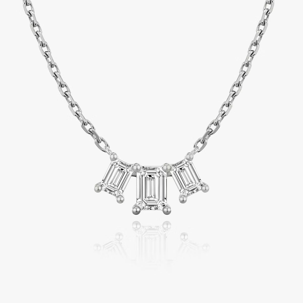5 Carat Emerald Üçtaş Tasarım Pırlanta Kolye White önden görünüm