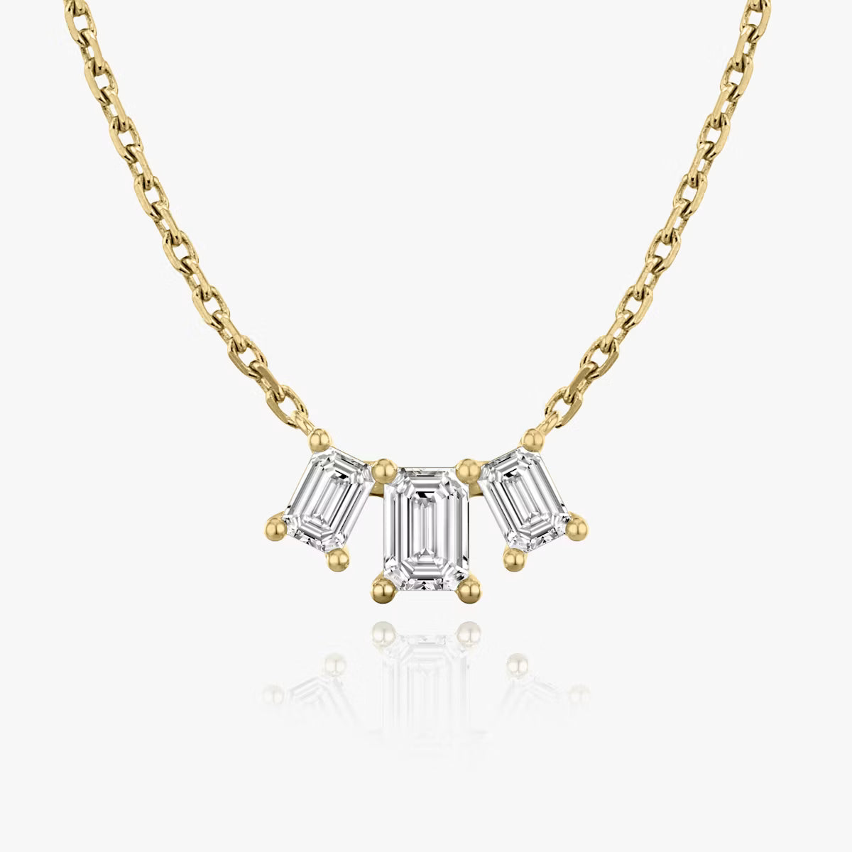 5 Carat Emerald Üçtaş Tasarım Pırlanta Kolye Gold önden görünüm