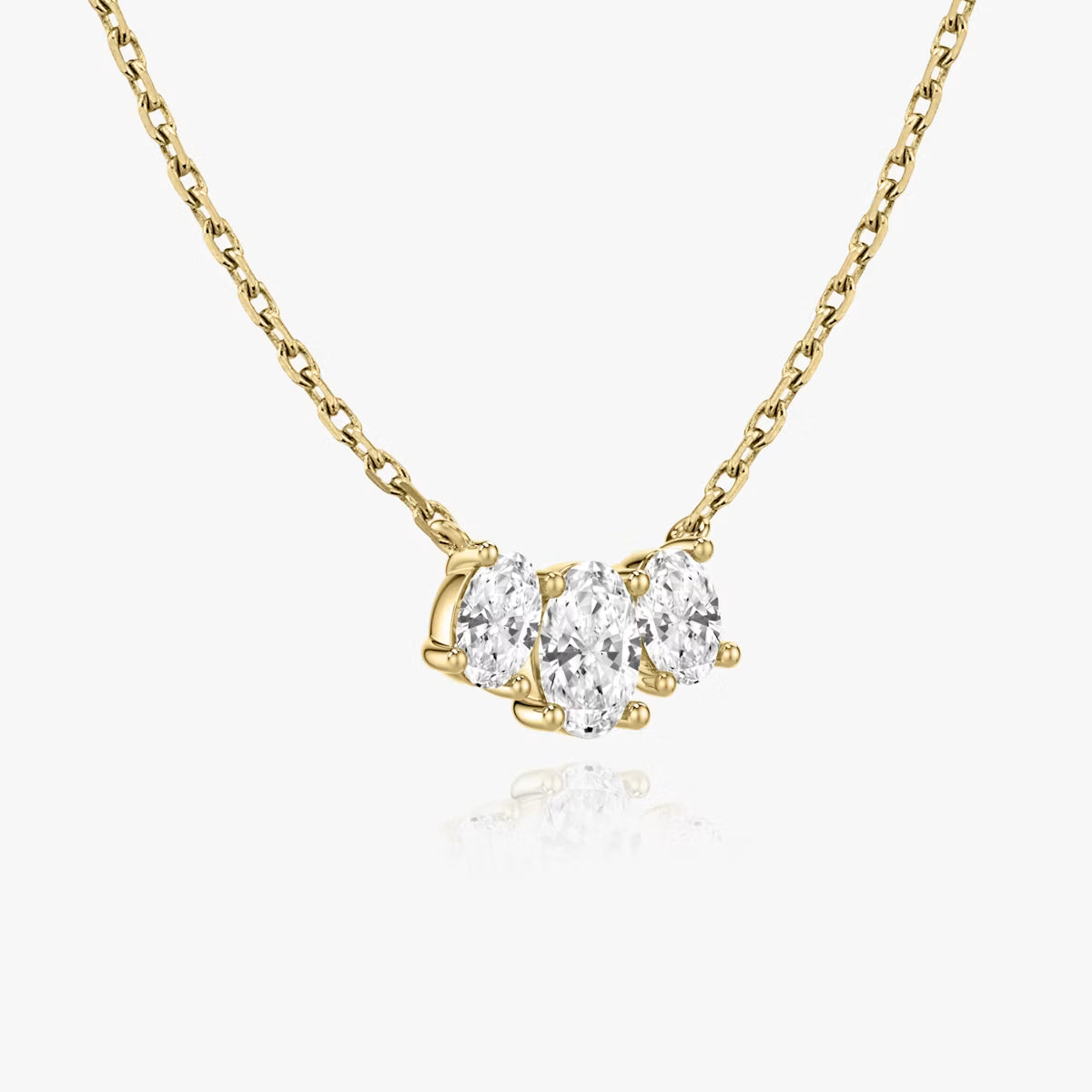 4 Carat Oval Üçtaş Tasarım Pırlanta Kolye Gold açılı görünüm