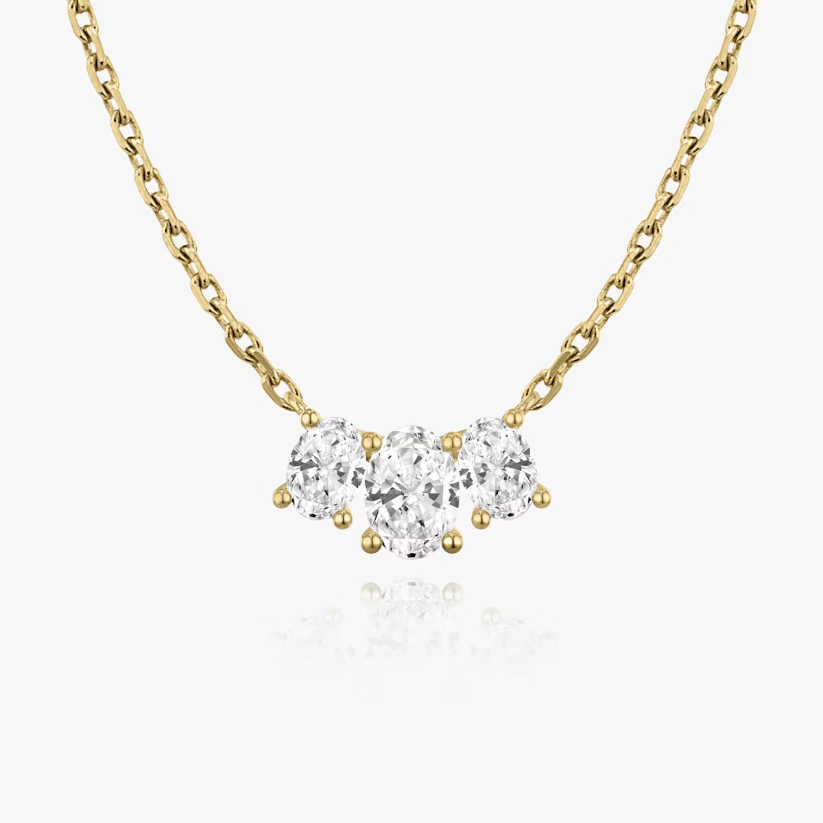 4 Carat Oval Üçtaş Tasarım Pırlanta Kolye Gold önden görünüm