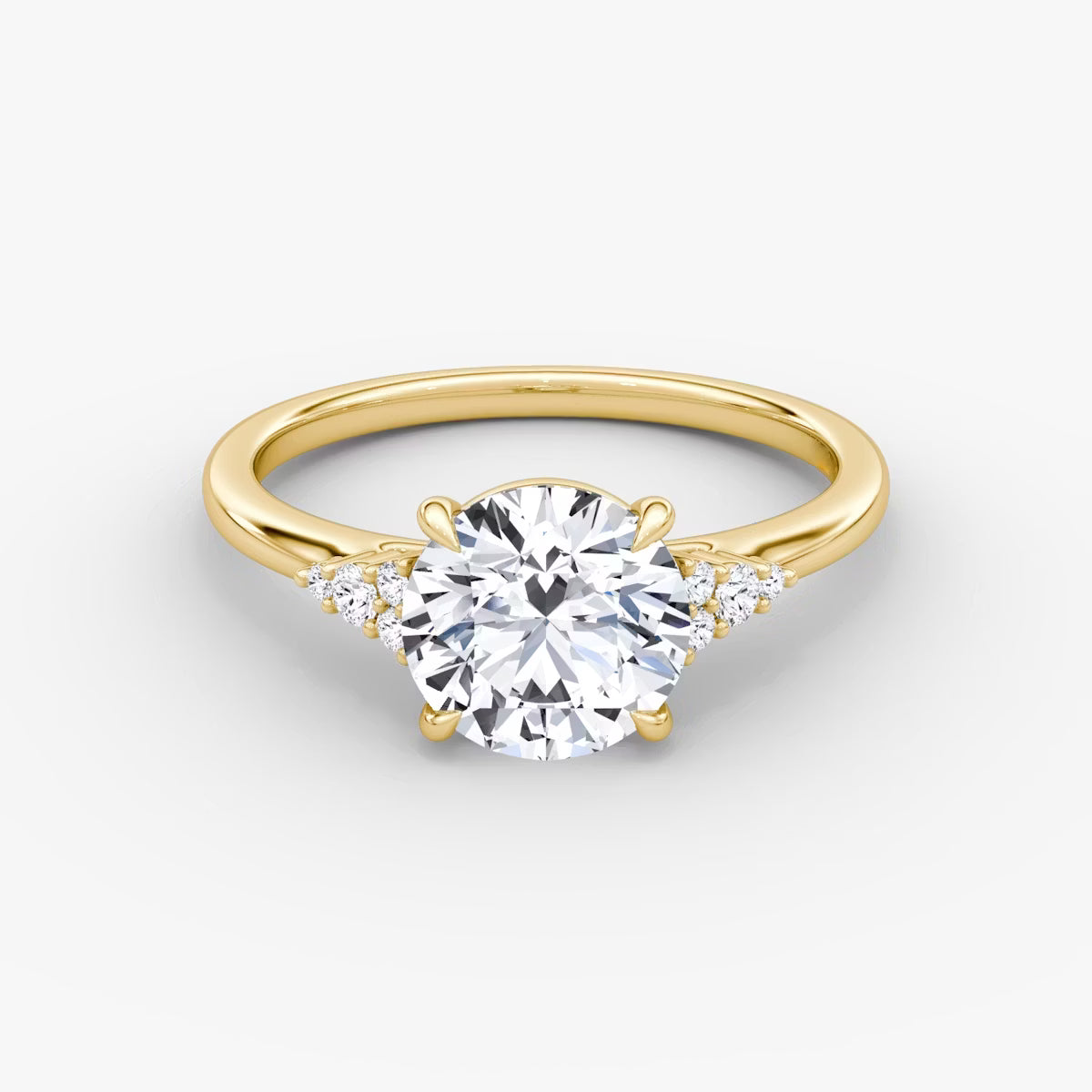 1 Carat Yanları Taşlı Tektaş
