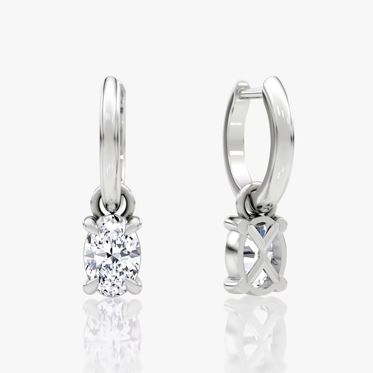 2 Carat Oval Halka Tektaş Küpe