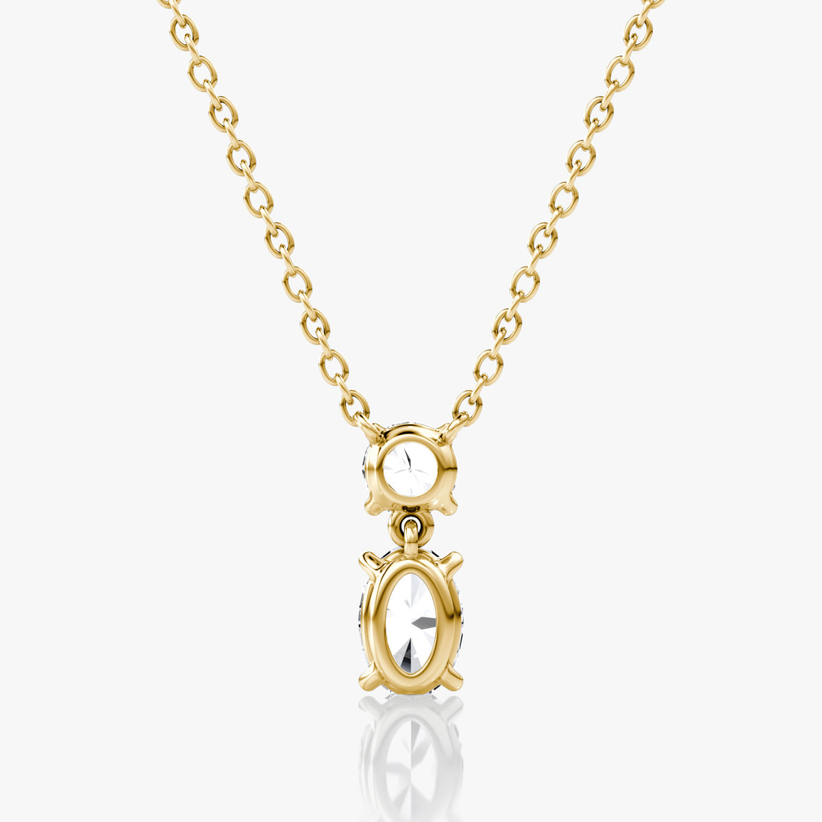 5 Carat Round Oval Duo Drop Tasarım Pırlanta Kolye Gold yan görünüm