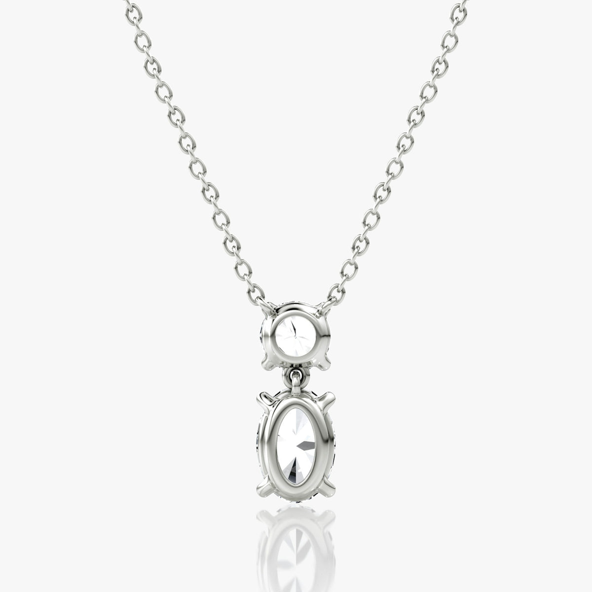 5 Carat Round Oval Duo Drop Tasarım Pırlanta Kolye White yan görünüm