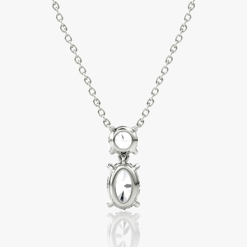 5 Carat Round Oval Duo Drop Tasarım Pırlanta Kolye White yan görünüm