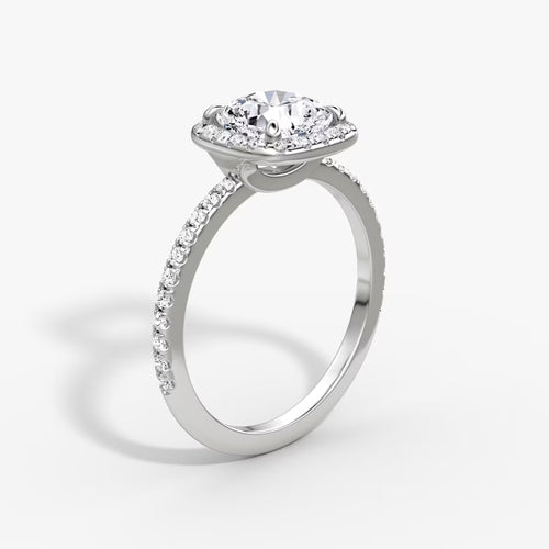 4,00 Carat Yastık Kesim Halo Pırlanta Yüzük Beyaz Altın yan görünüm