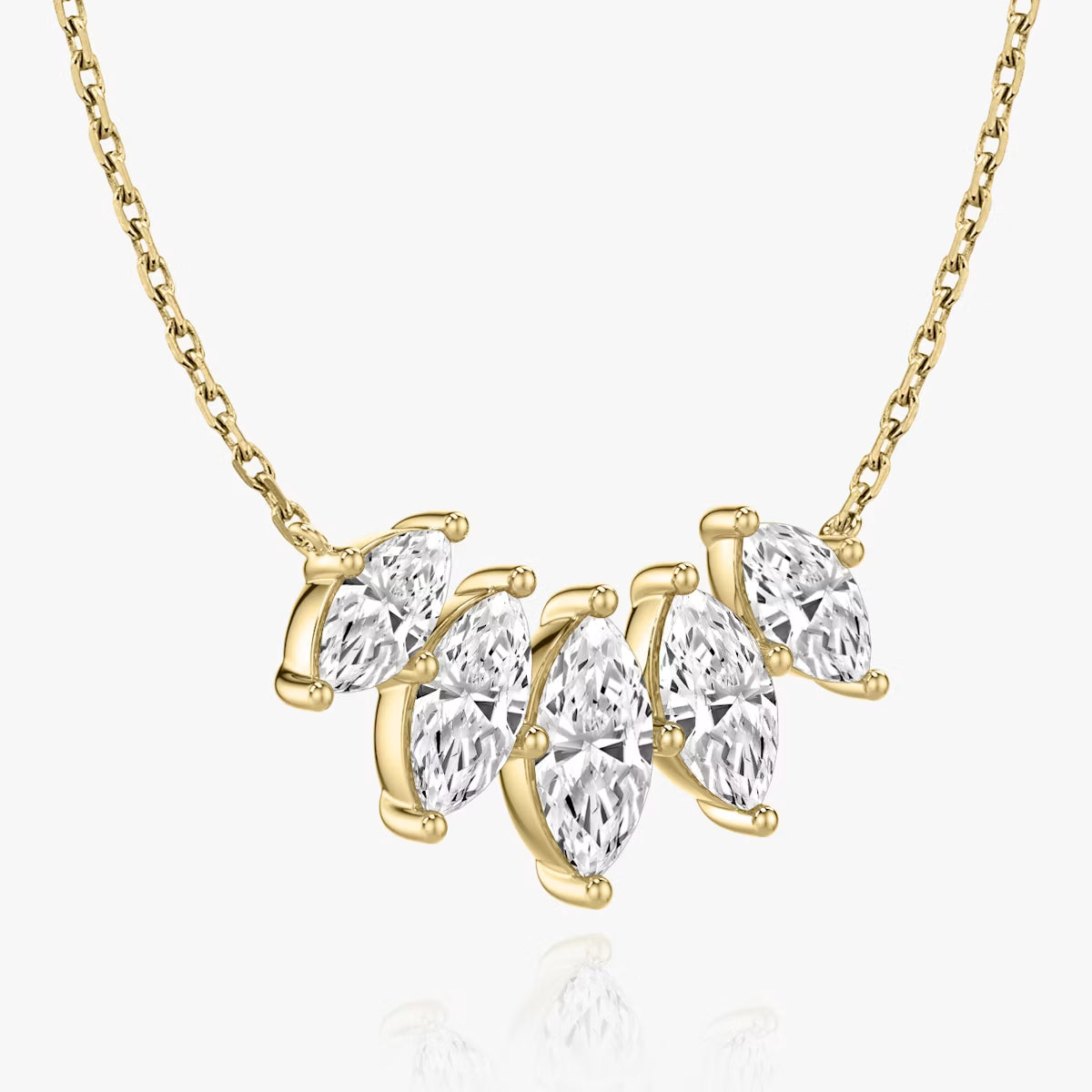6 Carat Markiz Beştaş Tasarım Pırlanta Kolye sarı altın yan görünüm
