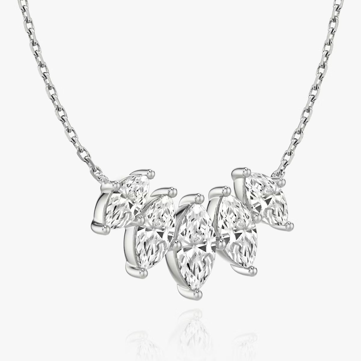 6 Carat Markiz Beştaş Tasarım Pırlanta Kolye beyaz altın yan görünüm