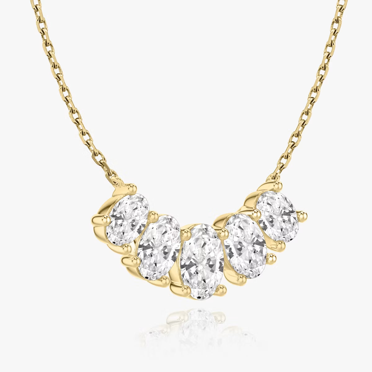 5 Carat Oval Beştaş Tasarım Pırlanta Kolye sarı altın yan görünüm