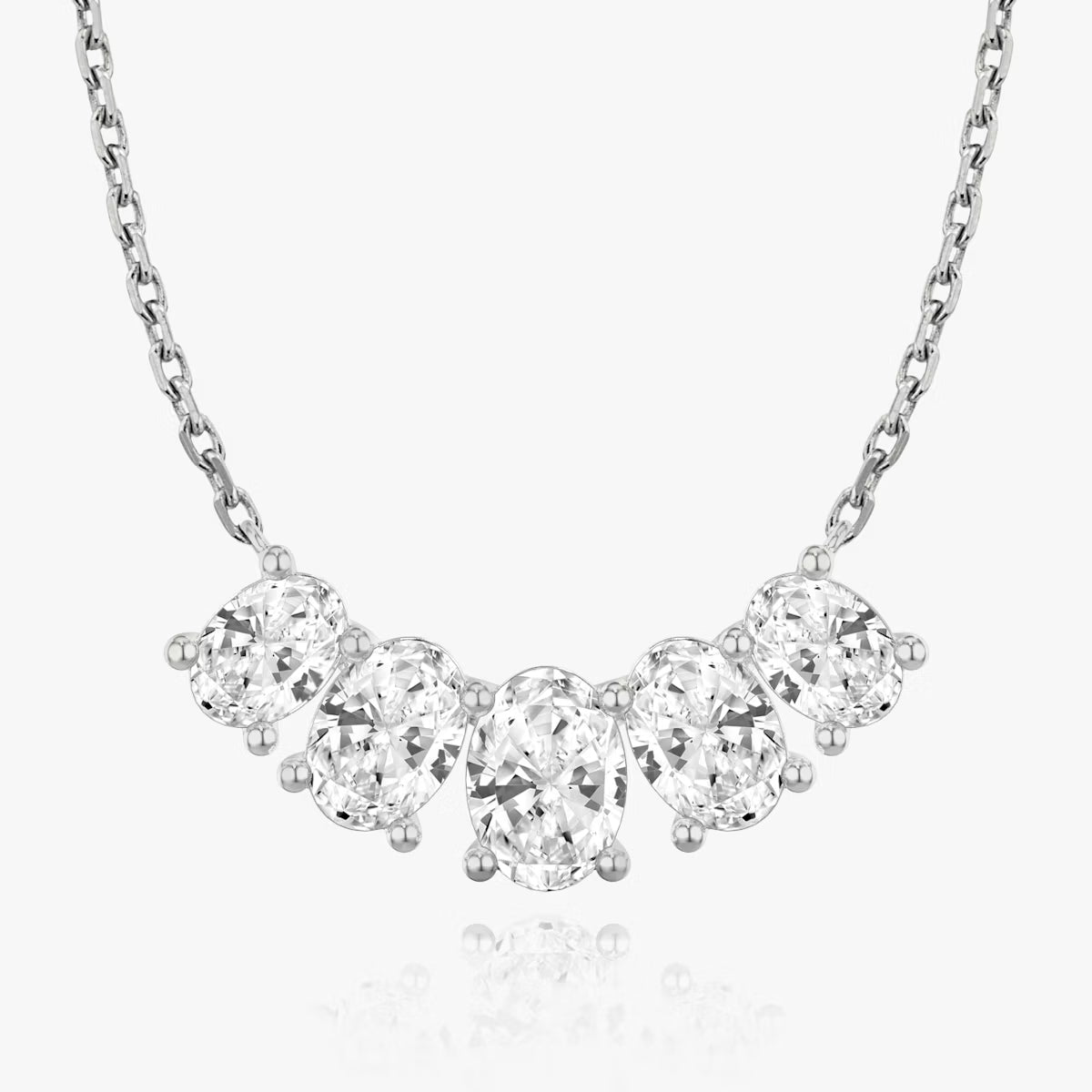 5 Carat Oval Beştaş Tasarım Pırlanta Kolye beyaz altın ön görünüm