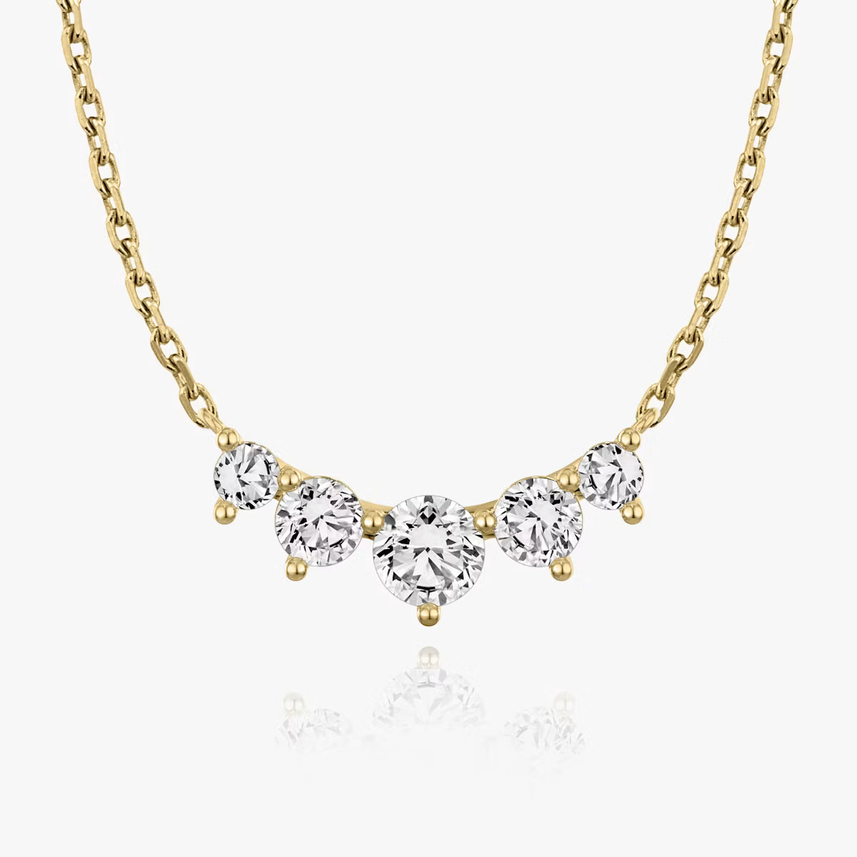 8 Carat Round Beştaş Tasarım Pırlanta Kolye sarı altın ön görünüm