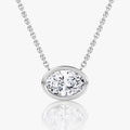 4 Carat Bezel Oval Tektaş Pırlanta Kolye beyaz altın ön görünüm