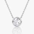 3 Carat Bezel Round Tektaş Pırlanta Kolye beyaz altın ön görünüm
