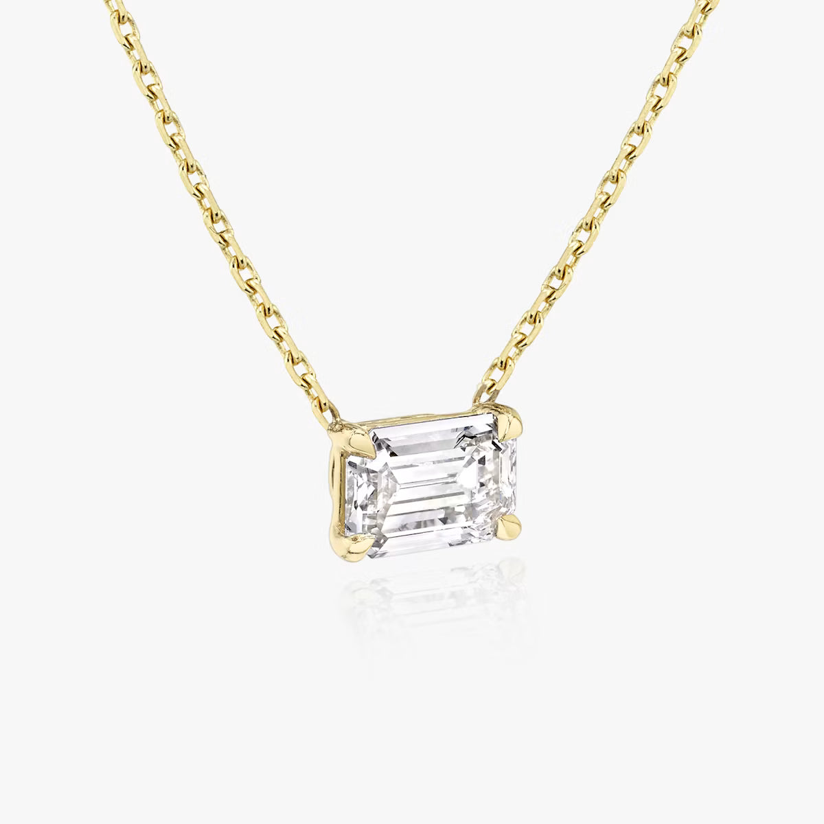 5 Carat Emerald Tasarım Tektaş Pırlanta Kolye sarı altın yan görünüm