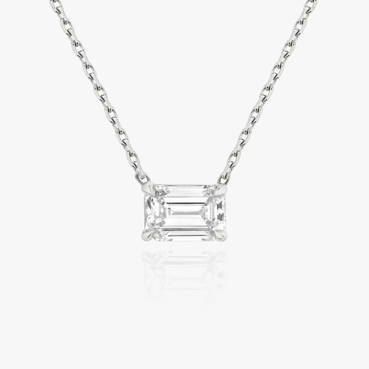 5 Carat Emerald Tasarım Tektaş Pırlanta Kolye beyaz altın ön görünüm