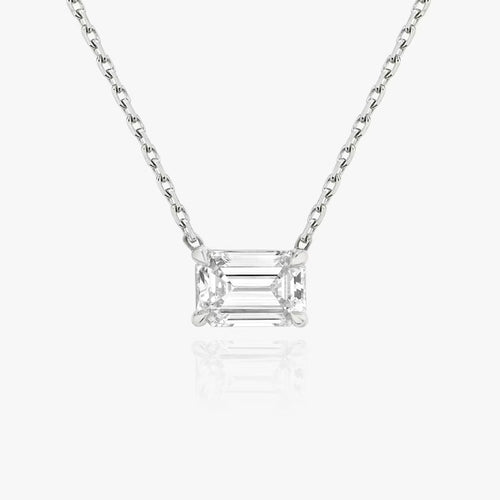 5 Carat Emerald Tasarım Tektaş Pırlanta Kolye beyaz altın ön görünüm