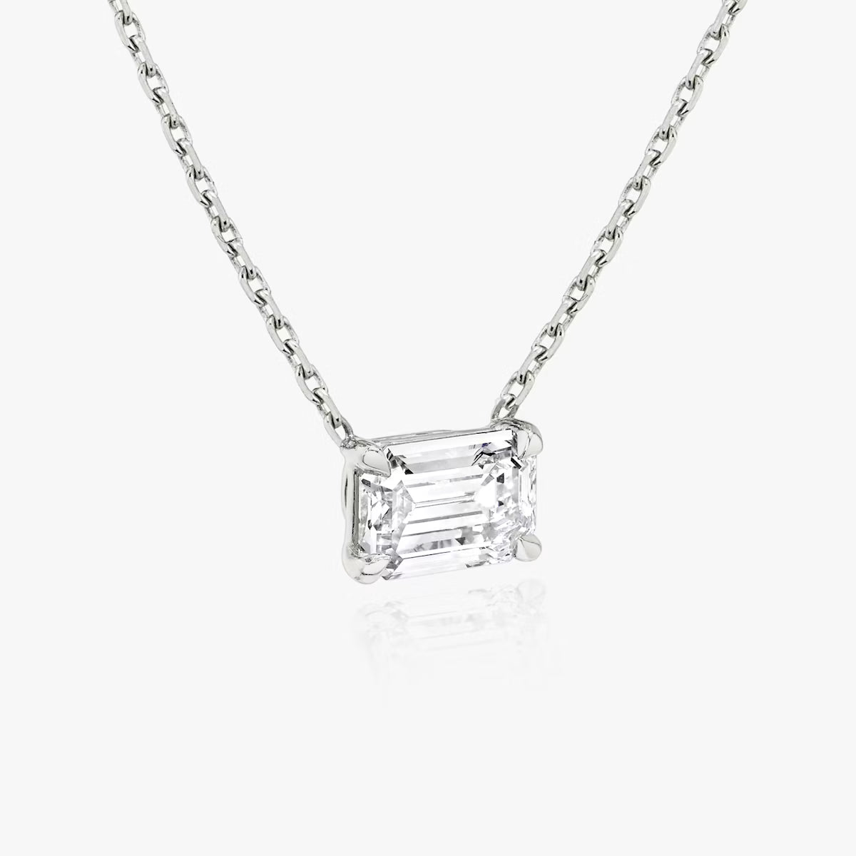 5 Carat Emerald Tasarım Tektaş Pırlanta Kolye beyaz altın yan görünüm