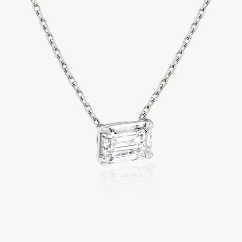 5 Carat Emerald Tasarım Tektaş Pırlanta Kolye beyaz altın yan görünüm
