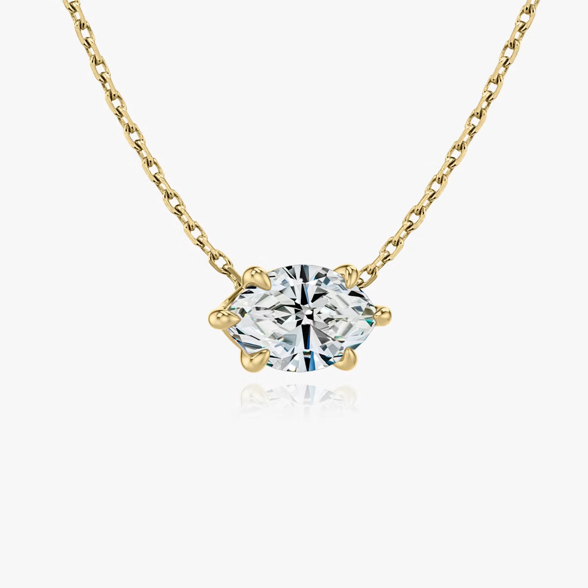 2 Carat Yatay Markiz Tektaş Pırlanta Kolye sarı altın yan görünüm