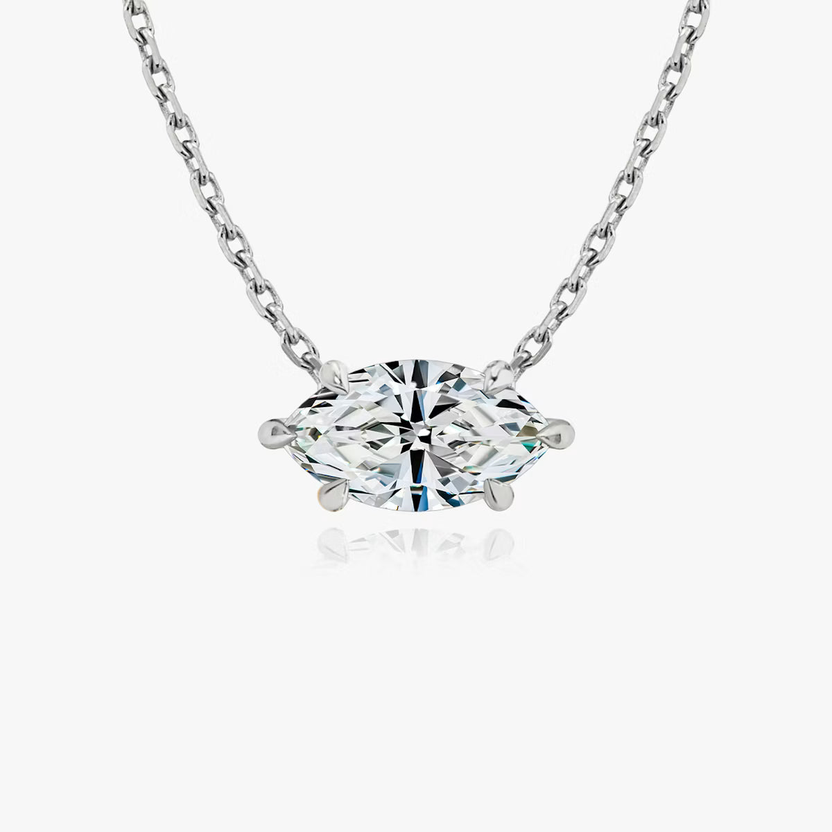 2 Carat Yatay Markiz Tektaş Pırlanta Kolye beyaz altın ön görünüm