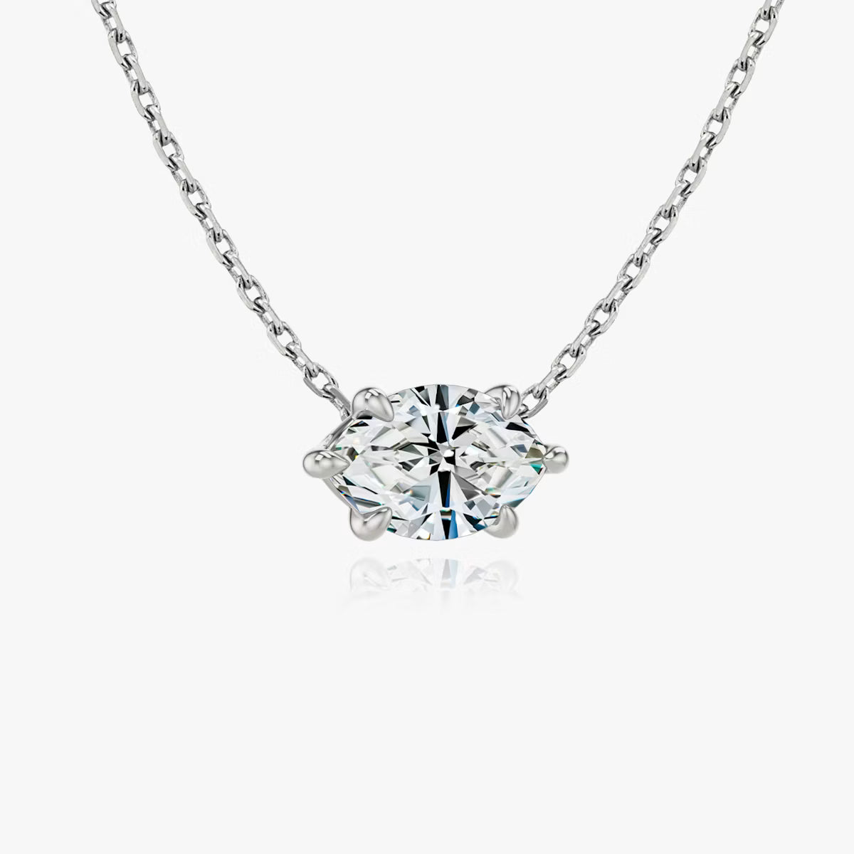2 Carat Yatay Markiz Tektaş Pırlanta Kolye beyaz altın yan görünüm