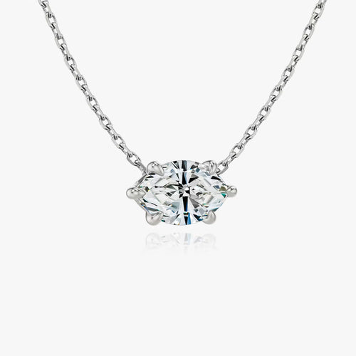 2 Carat Yatay Markiz Tektaş Pırlanta Kolye beyaz altın yan görünüm