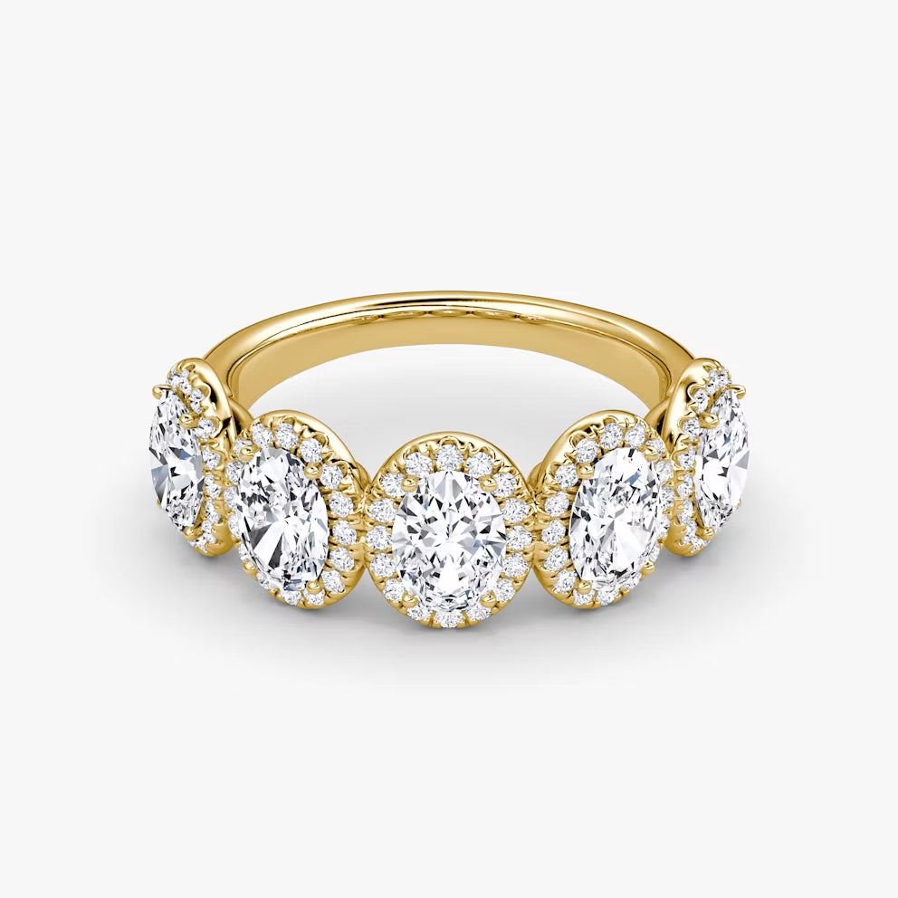 2.50 Carat Oval Kesim Beştaş Halo Sarı Altın Ön