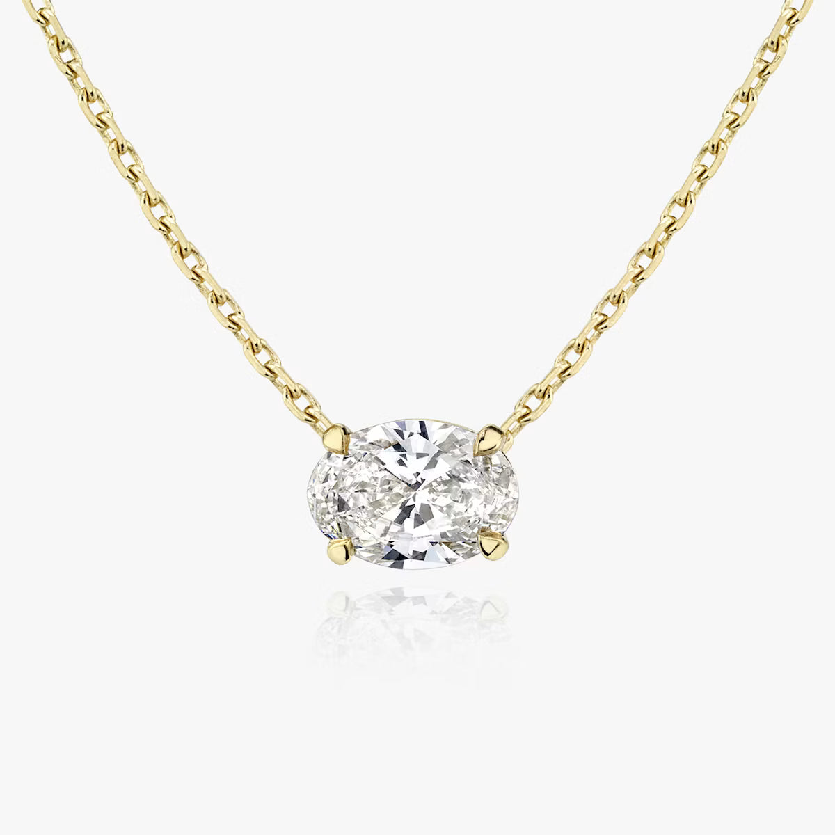 5 Carat Oval Tasarım Tektaş Pırlanta Kolye sarı altın ön görünüm