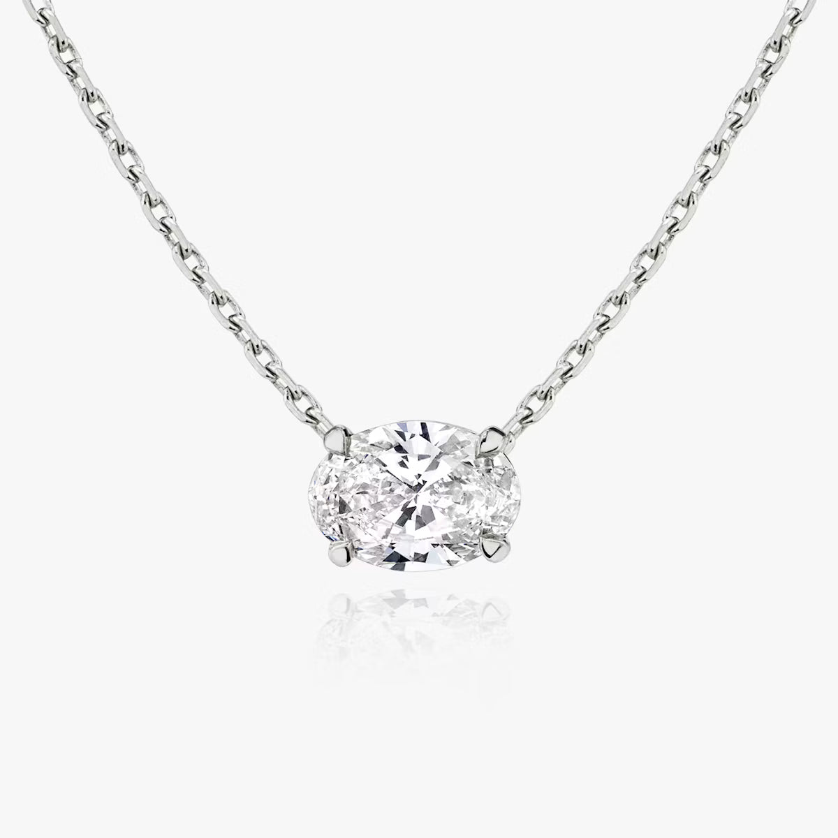5 Carat Oval Tasarım Tektaş Pırlanta Kolye beyaz altın ön görünüm