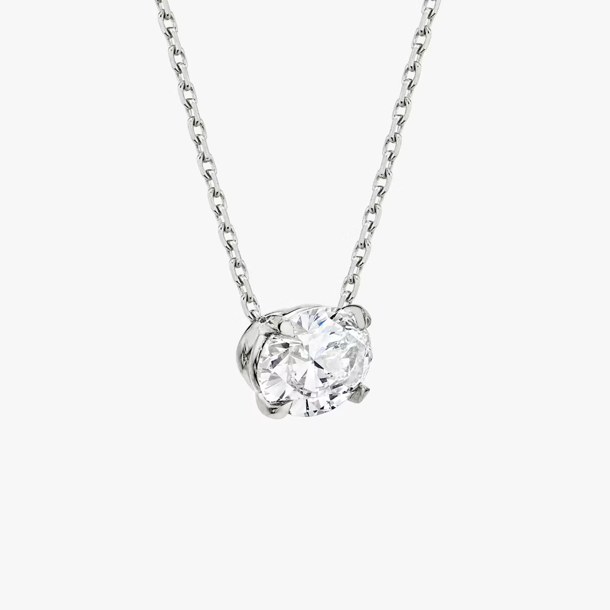 5 Carat Oval Tasarım Tektaş Pırlanta Kolye beyaz altın yan görünüm