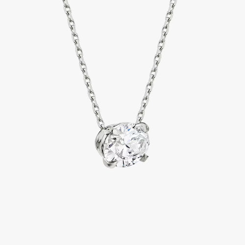 5 Carat Oval Tasarım Tektaş Pırlanta Kolye beyaz altın yan görünüm