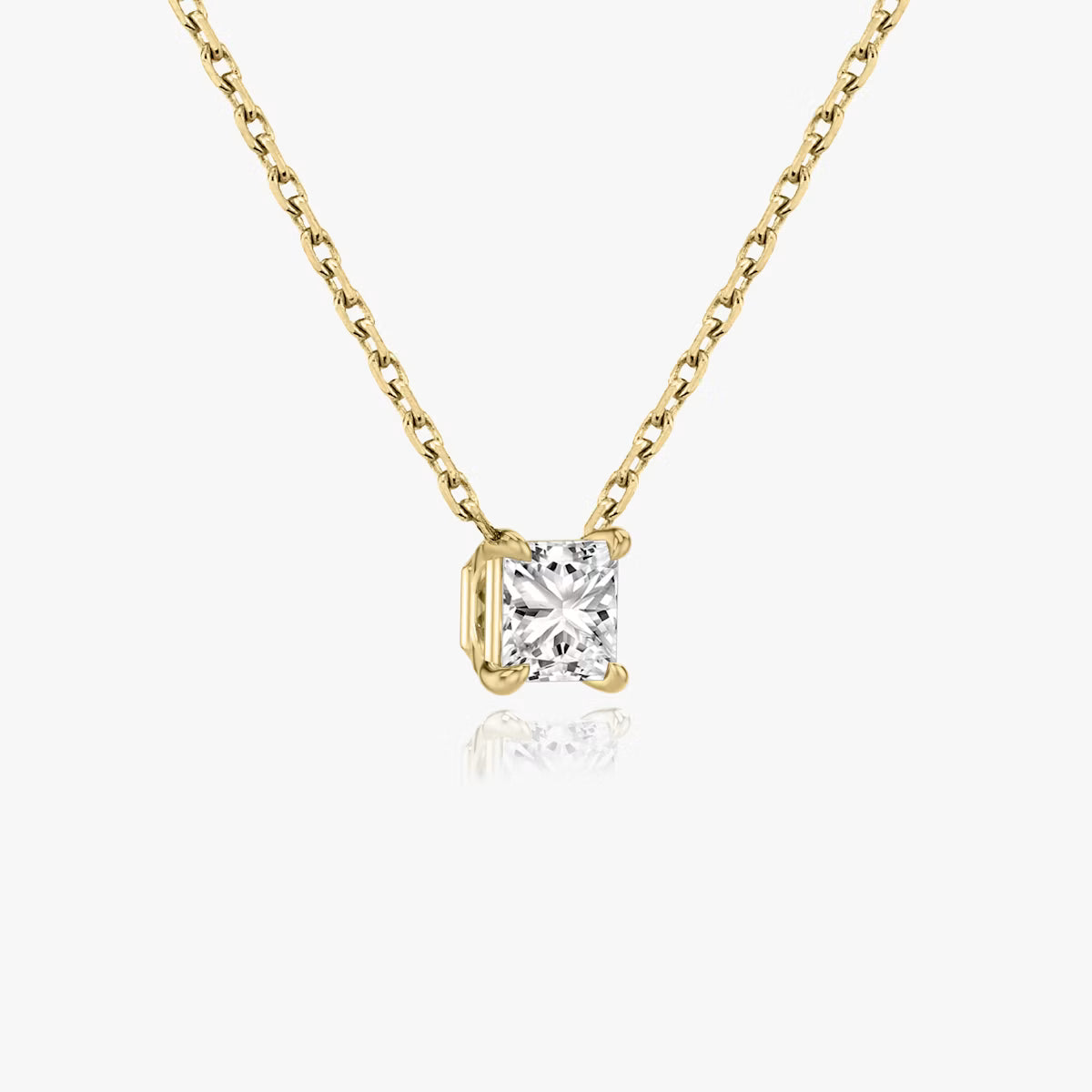 5 Carat Princess Tektaş Pırlanta Kolye sarı altın yan görünüm