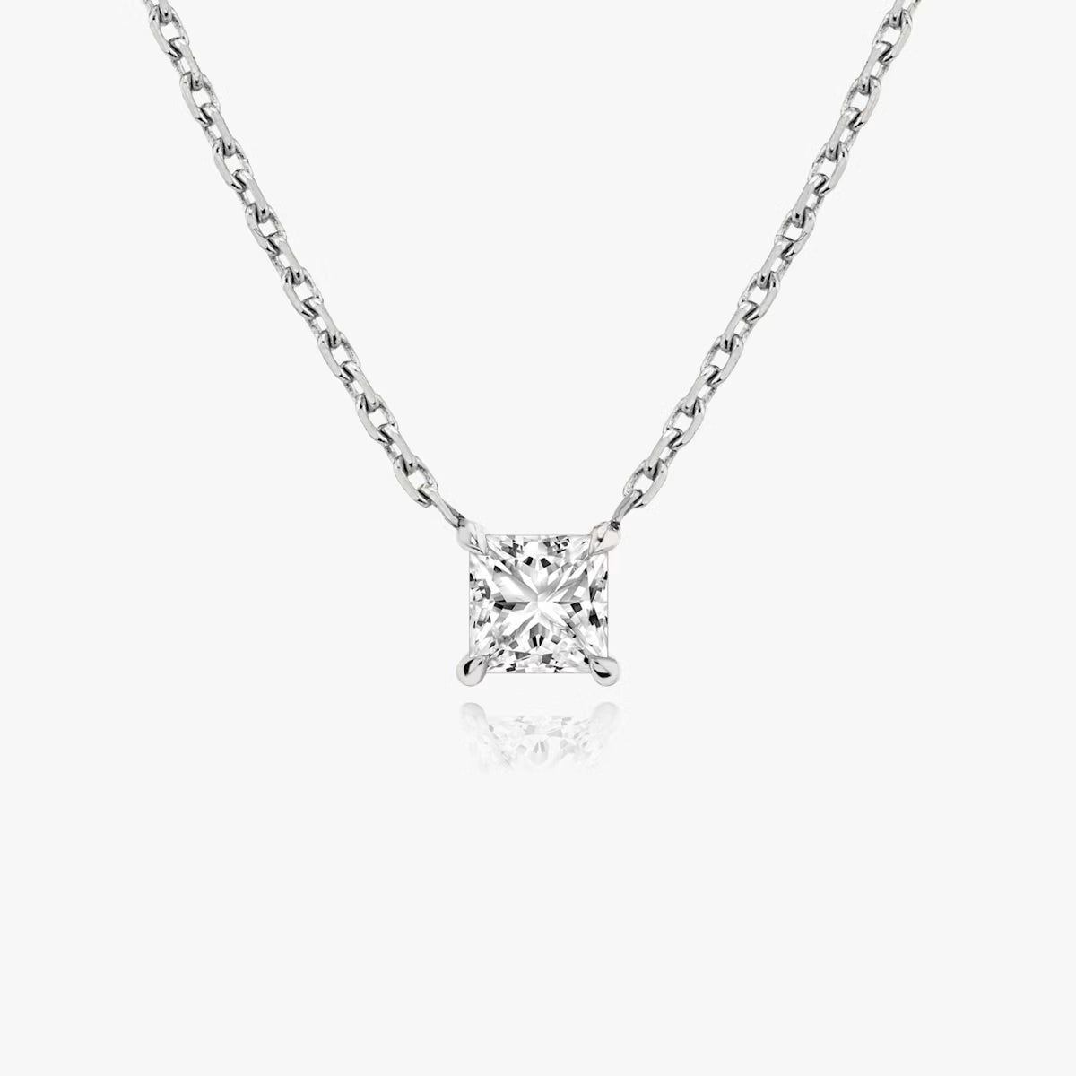 5 Carat Princess Tektaş Pırlanta Kolye beyaz altın ön görünüm