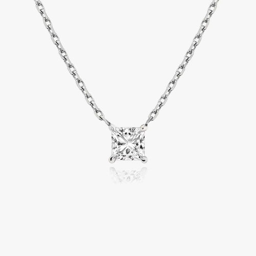 5 Carat Princess Tektaş Pırlanta Kolye beyaz altın ön görünüm