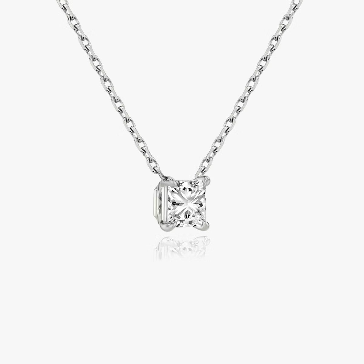 5 Carat Princess Tektaş Pırlanta Kolye beyaz altın yan görünüm