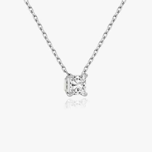 5 Carat Princess Tektaş Pırlanta Kolye beyaz altın yan görünüm