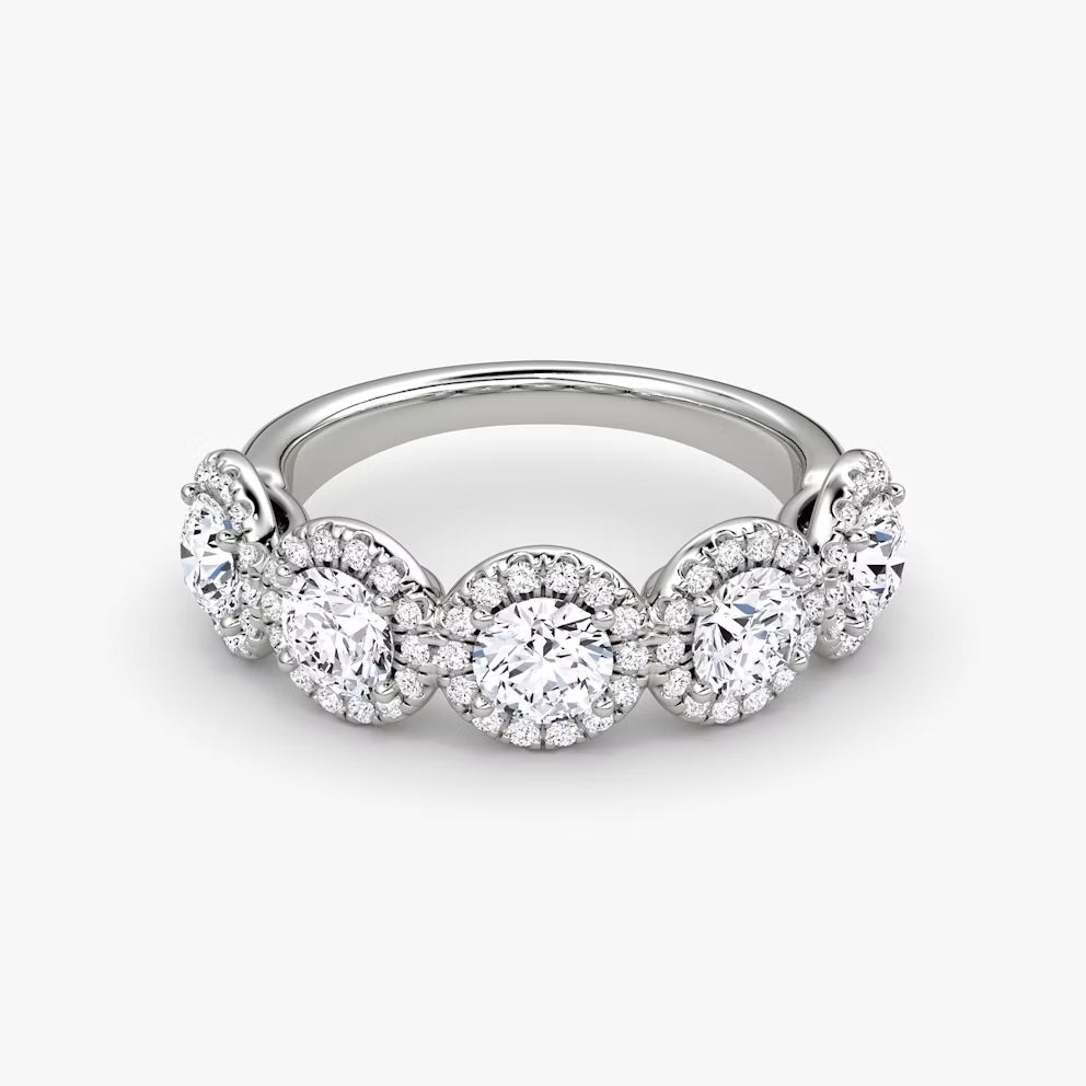 2.50 Carat Round Kesim Beştaş Halo Beyaz Altın Ön
