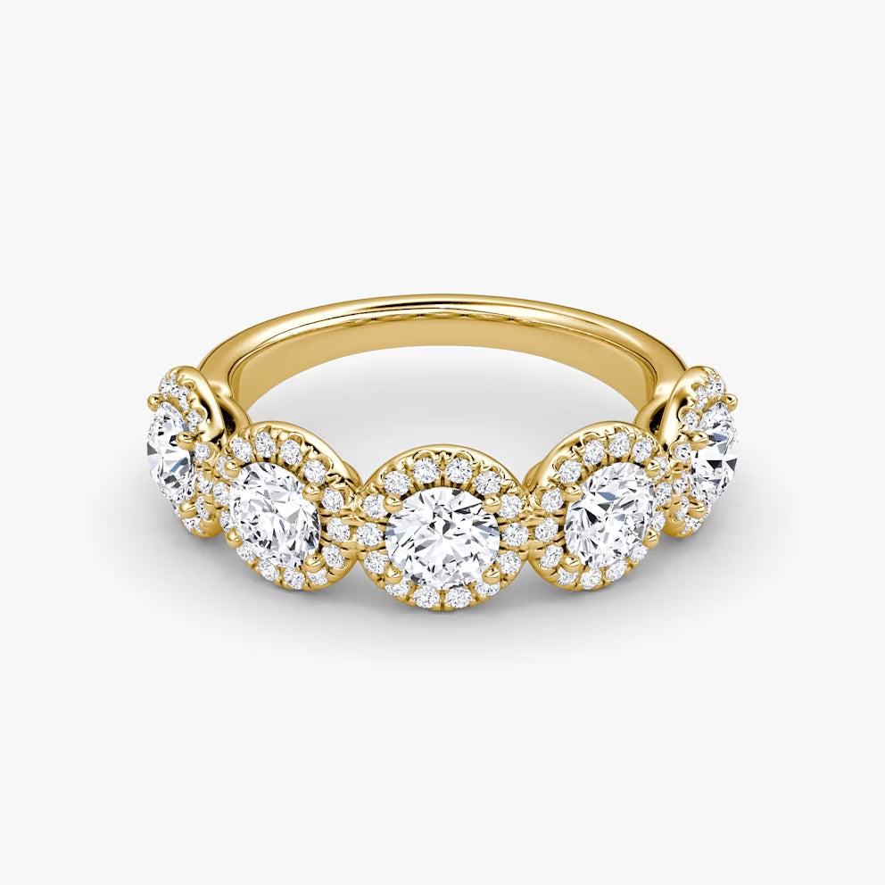2.50 Carat Round Kesim Beştaş Halo Sarı Altın Ön