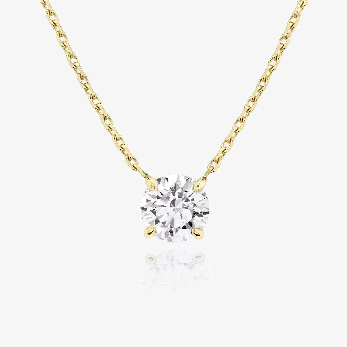 5 Carat Round Tasarım Tektaş Pırlanta Kolye sarı altın ön görünüm