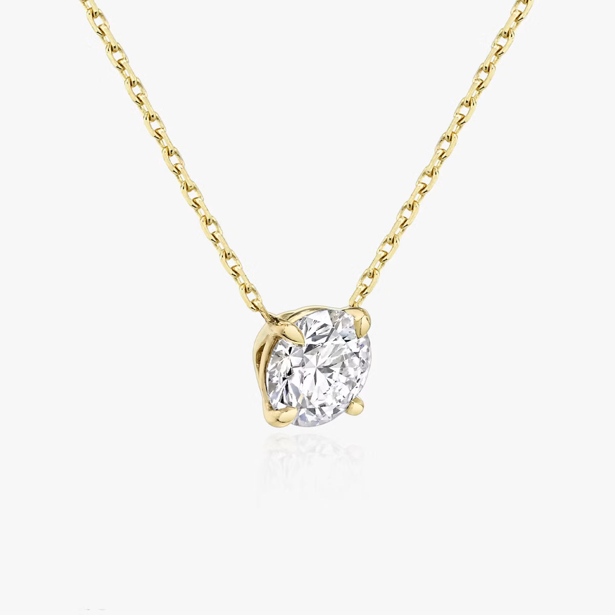 5 Carat Round Tasarım Tektaş Pırlanta Kolye sarı altın yan görünüm