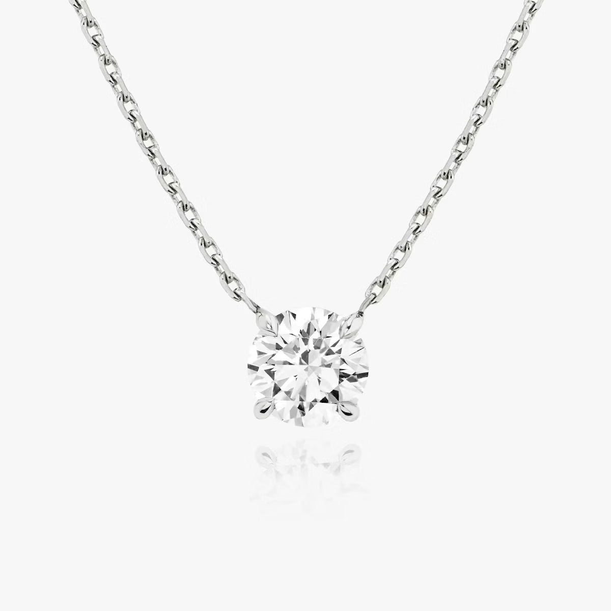 5 Carat Round Tasarım Tektaş Pırlanta Kolye beyaz altın ön görünüm