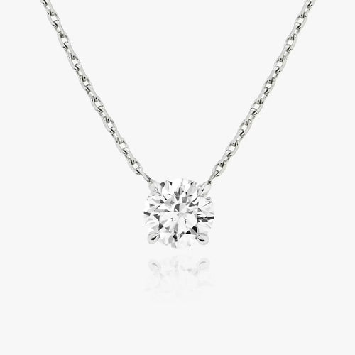 5 Carat Round Tasarım Tektaş Pırlanta Kolye beyaz altın ön görünüm