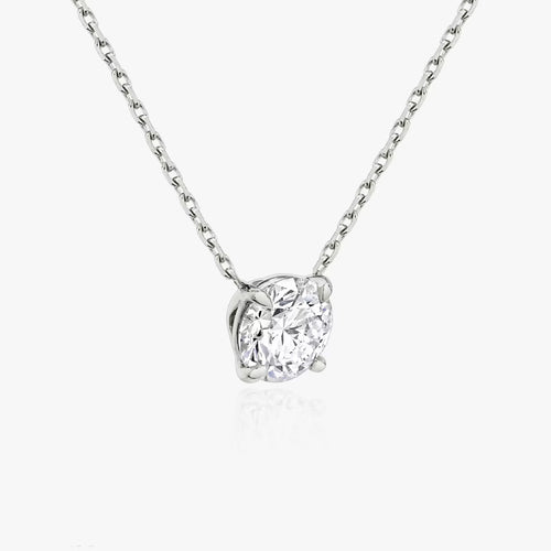 5 Carat Round Tasarım Tektaş Pırlanta Kolye beyaz altın yan görünüm