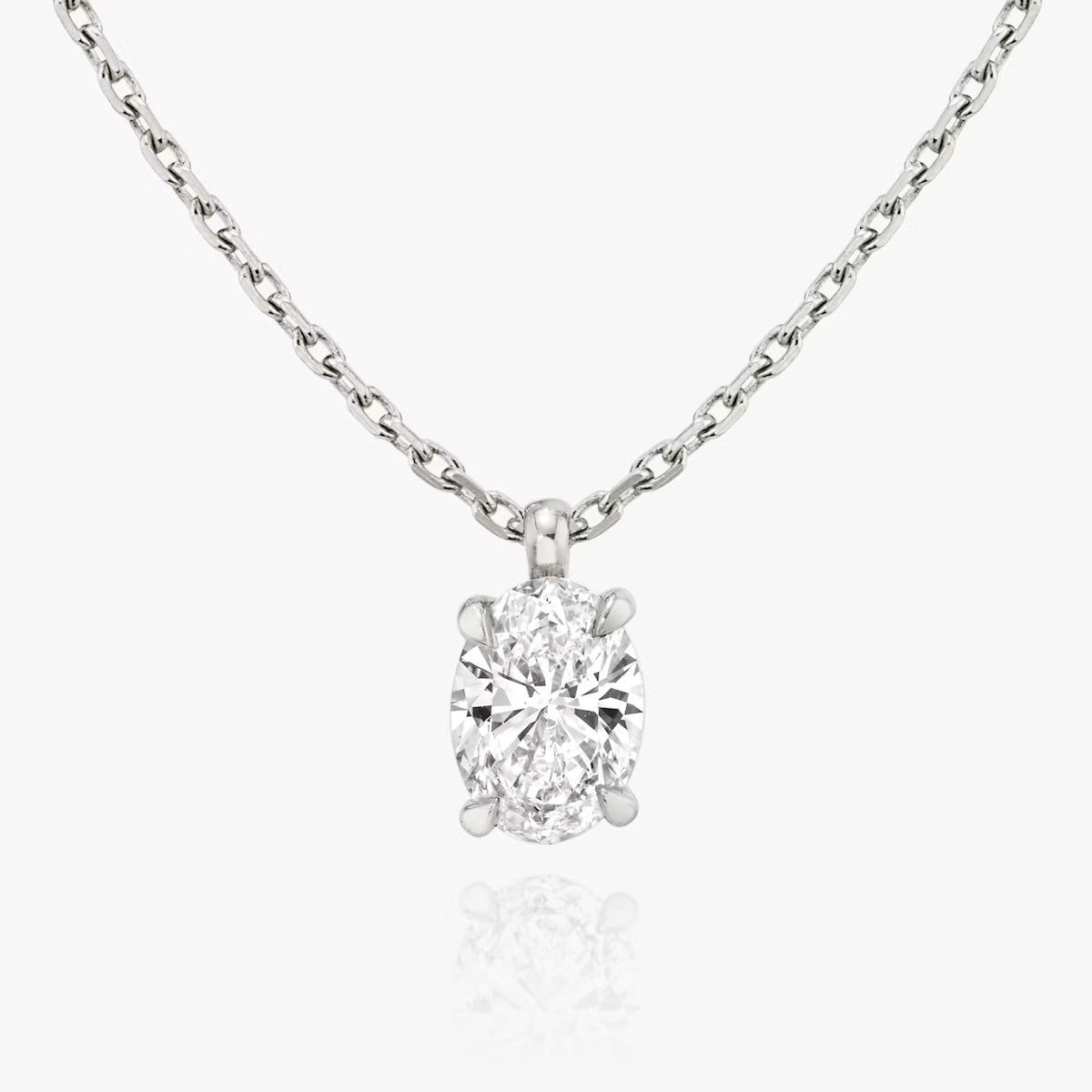1 Carat Oval Tektaş Pırlanta Kolye ön görünüm